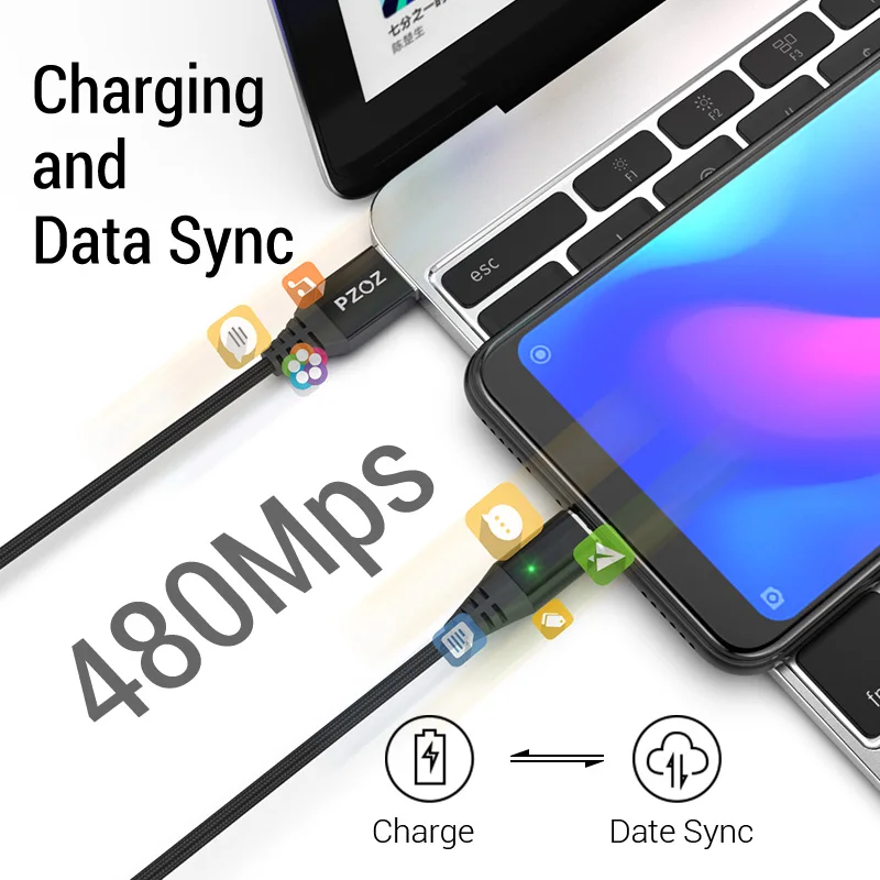 PZOZ Магнитный кабель Micro usb Тип C Быстрая Зарядка адаптер телефон Microusb Тип-C магнит Зарядное устройство usb c для iphone 11 pro X Max Xr samsung S10 S9 NOTE 10 9 8 xiaomi mi 9 8 6 A2 lite 6X redmi note 7 8 plus