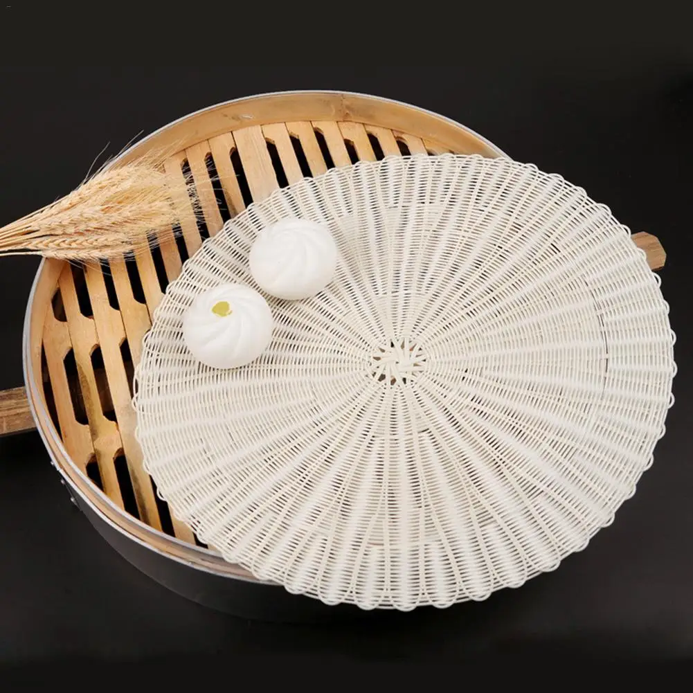 

Bamboo Basket Steamer Mat Silicone Reusable Non-sticky Rattan Pad Dim Sum Paper Kitchen Cooking Tool Accessory For Food Steamer
