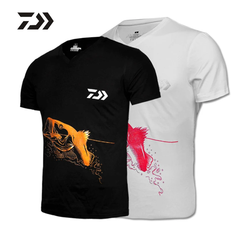 

2018 Breathable Men Fishing Clothing Short Sleeve V Neck Anti Uv Men's Fishing Clothes Outdoor Top Quality Daiwa Fishing Shirts