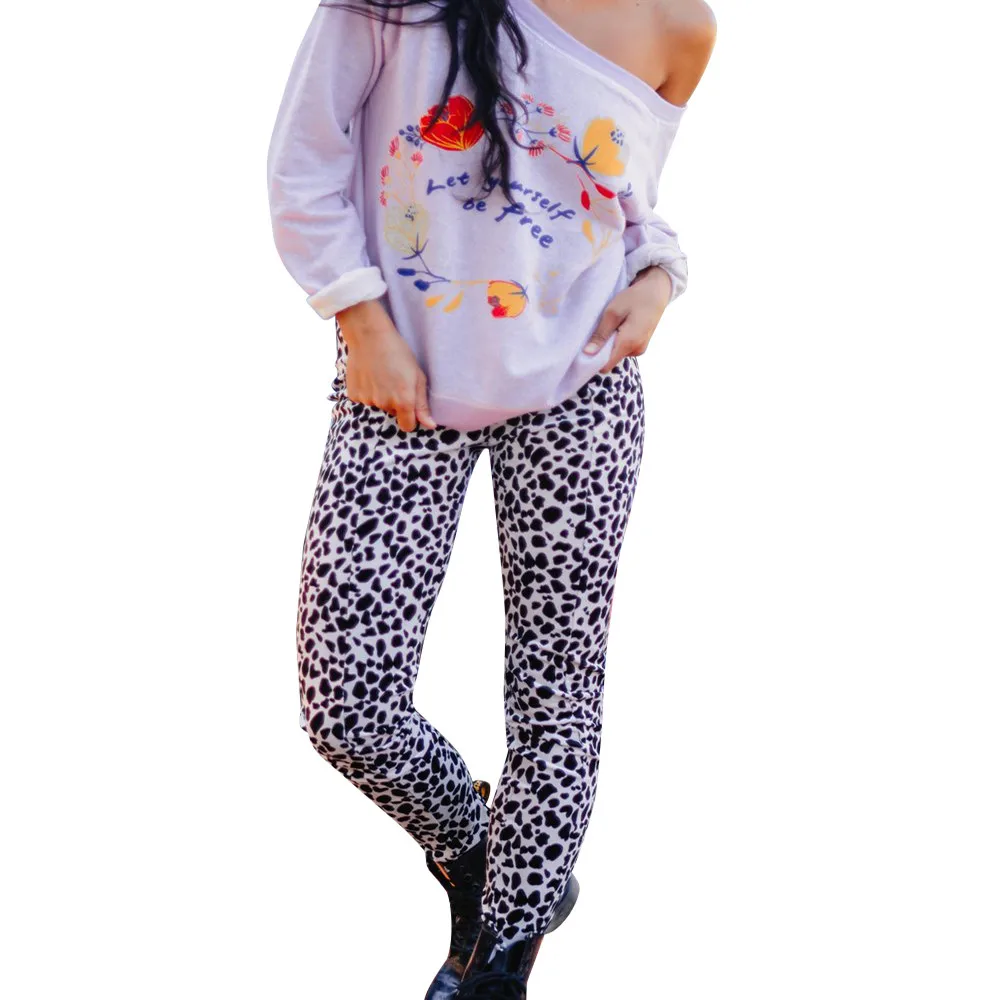 Модные леггинсы Для женщин женские штаны с леопардовым принтом Повседневное брюки Для женщин леггинсы леджинсы damskie # A1