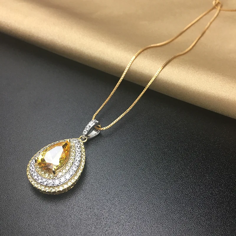 2018 New Vintage Hollow Gold Water Drop Pendant Necklace For Women Inlay AAA Zirconia 925 Silver Chain Palace Luxurious Jewelry Fashion Jewelry