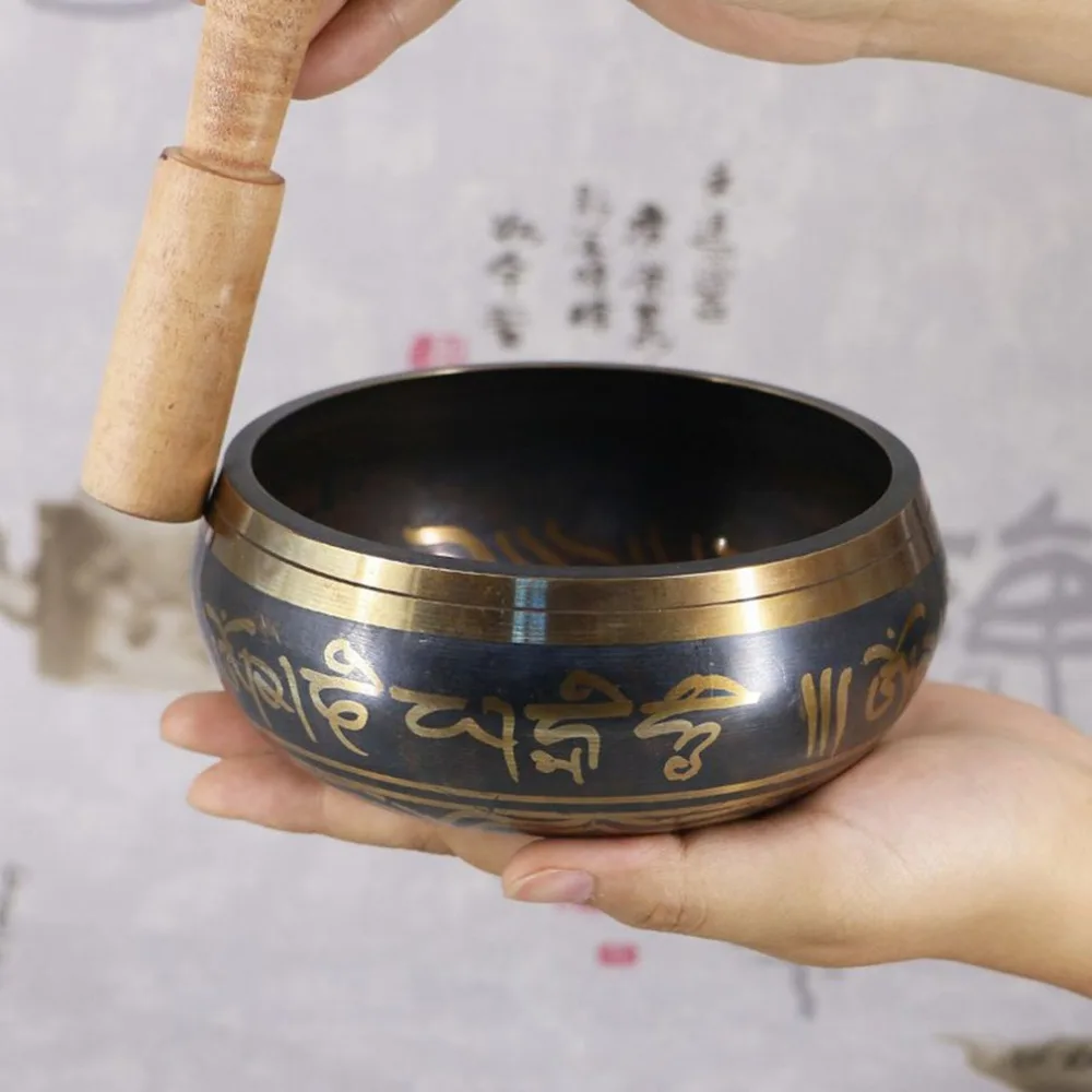 

Hot Buddhism Tibetan Singing Bowl Hand Hammered Yoga Copper Chakra Meditation Bowl With Relax Soothing Sound Home Decoration