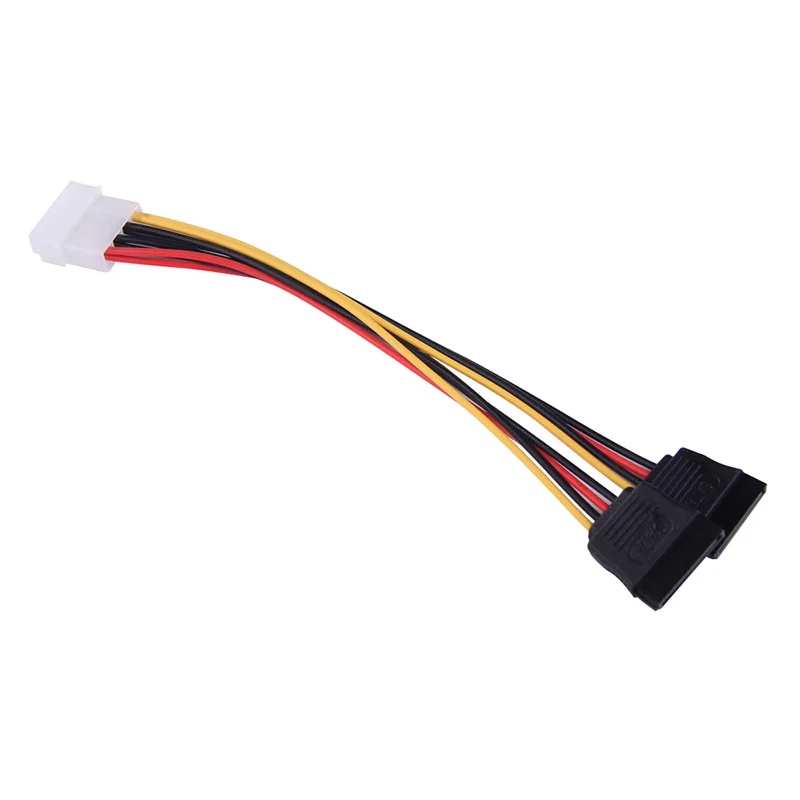 

2019 Hot 4 Pin IDE to 2 Serial ATA SATA Y Splitter Hard Drive Power Adapter Cable For DOY
