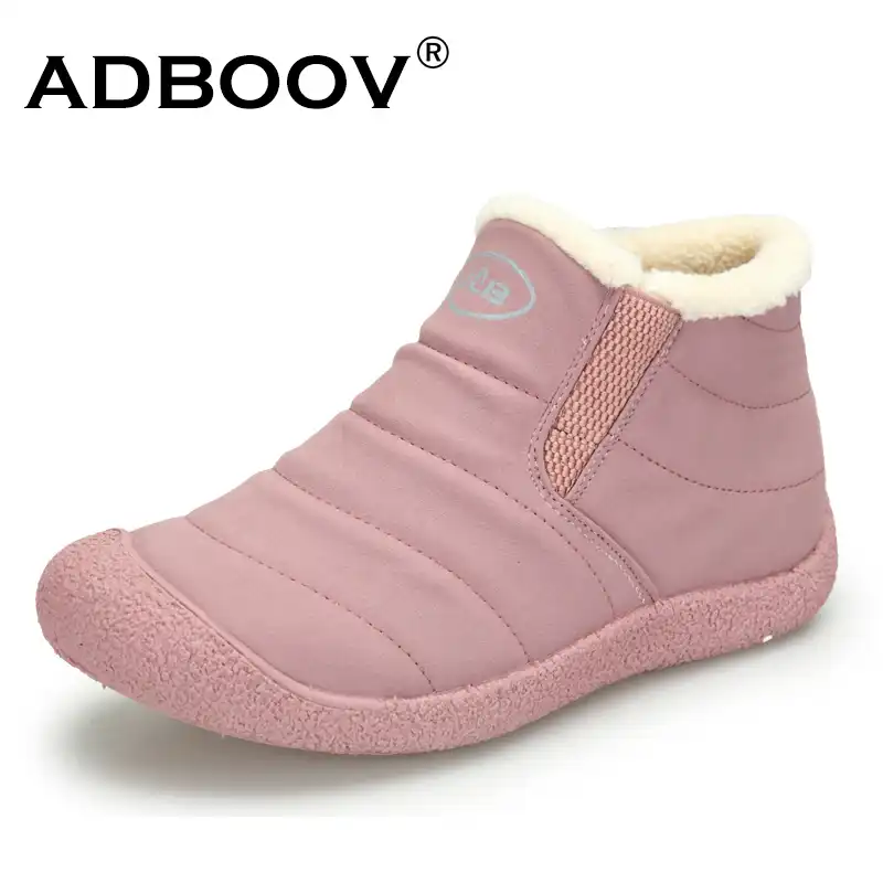 ADBOOV Waterproof Snow Boots Women Fur 