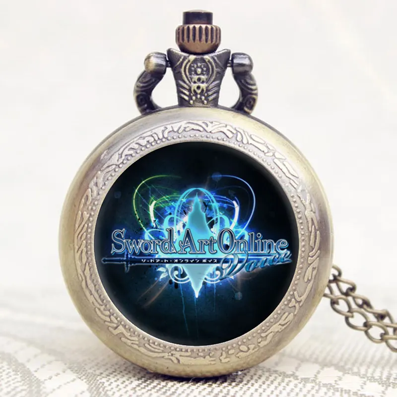 

Fashion Pocket Watch Hot Game Sword Art Online Retro Pendant Necklace Chain Clock Man Woman Birthday Gifts Relogio De Bolso