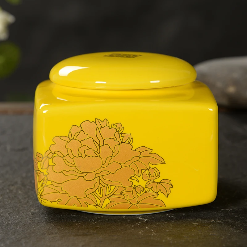 Buy tea caddy yellow tea storage free shipping
