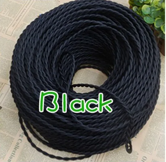 

2x0.75MM Vintage Black Wire Twisted Cable Hemp Rope Cord Pendant Lamp Wire Vintage Lamp Cord Fabric Electric Cord