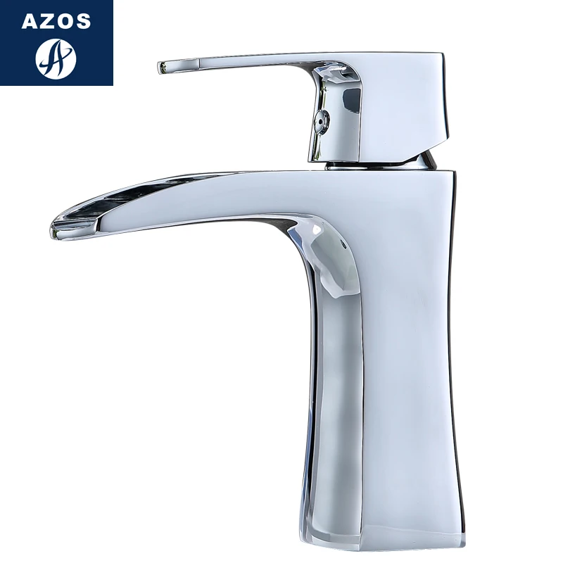 

Azos Above Counter Basin Faucet Waterfall Wash Basin Brass White Cold and Hot Switch Balcony Basin Laundry Pool Round MPPB028B