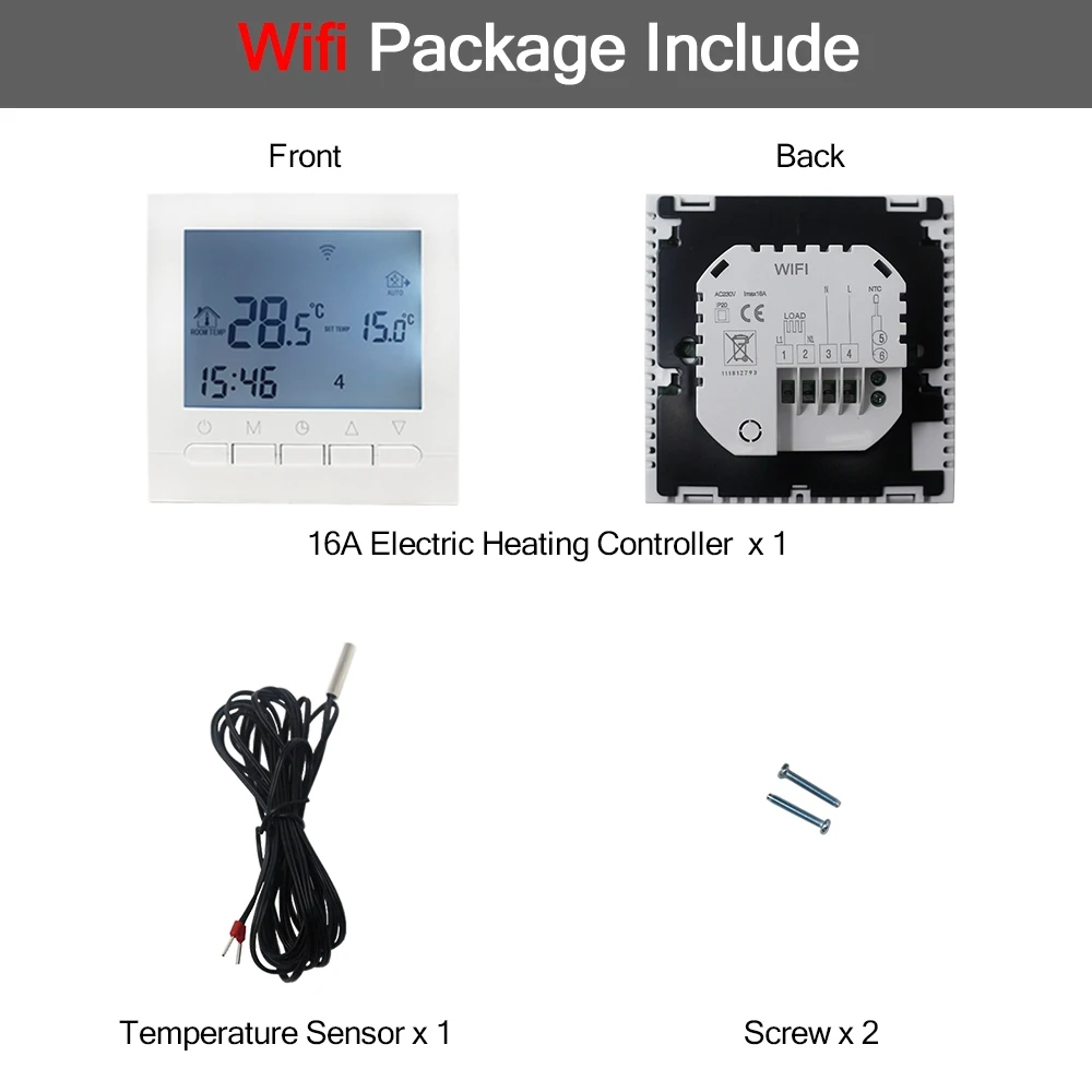 Wifi контроллер температуры 16A AC220V ЖК двойной регулятор температуры Ralay выход электрическое отопление wifi термостат - Цвет: SET 1 WIFI Control