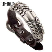 UBEAUTY Новое поступление высококачественный браслет из нержавеющей стали кожаные браслеты новейший дизайн мужской браслет Мода для мужчин ювелирные изделия