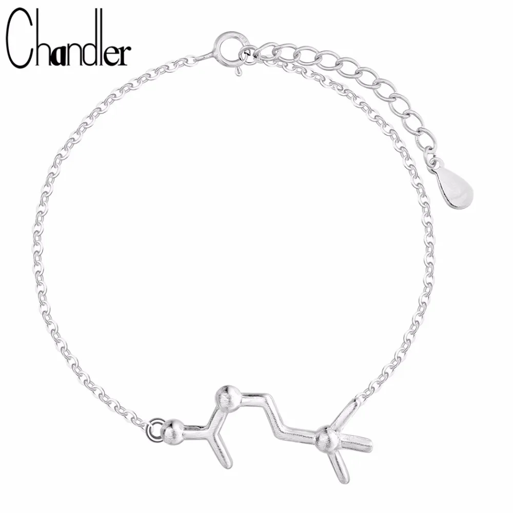 Chandler 925 Sterling Silver Acetylcholine Molecule Bracelet Chemistry Hospital Jewelry Geometry Thin Chain 925 Stamp Accessary