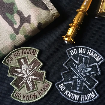 

10pcs Do No Harm Spart Patch Cloth Tactical Badges Hook Embroidery Military Armband Army Brassard