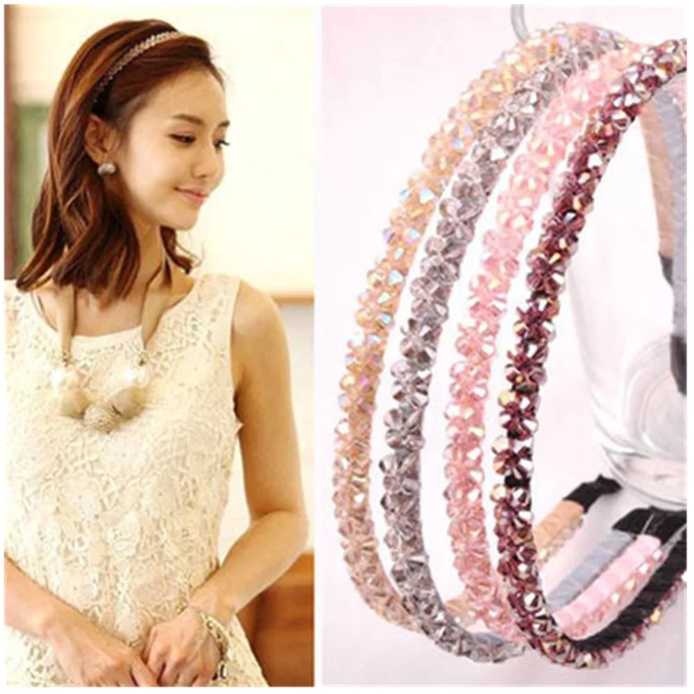 

Ruihfas 6Pc Bling Bling Double Rows Crystal Rhinestone Hairwear Headband for Women Girls Thin Hair Hoop Fashion Hair Accessories