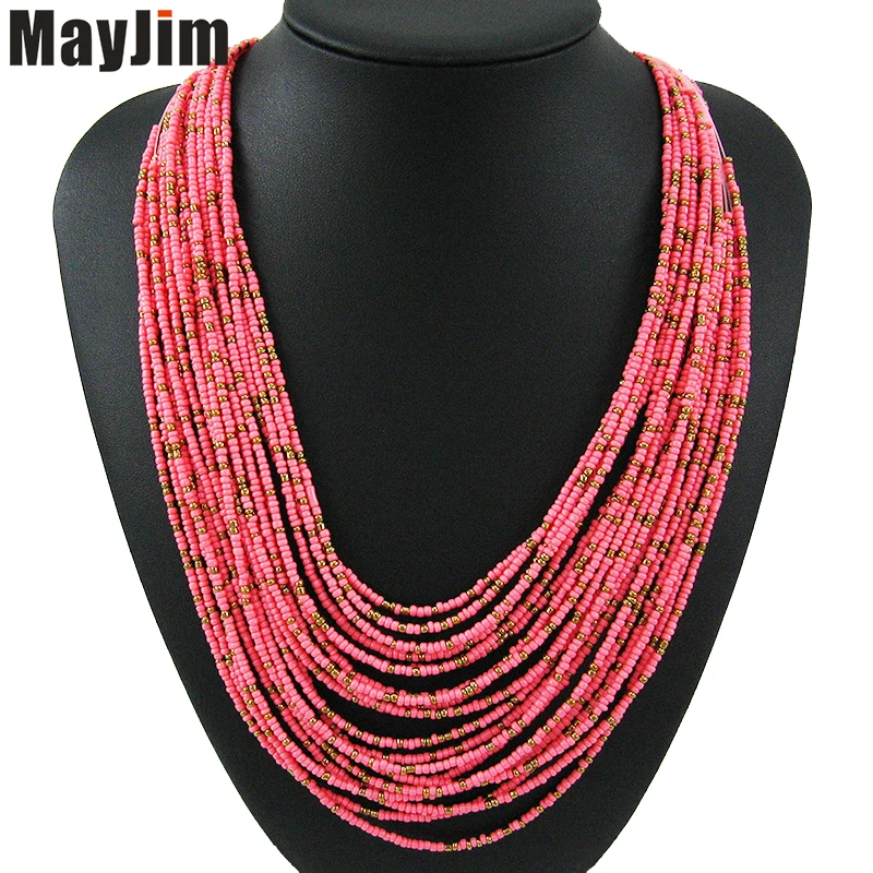 MayJim массивное ожерелье модное женское богемное винтажное многослойное длинное бисерное ожерелье с кисточкой s& кулоны ювелирные изделия