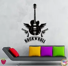 Por Rock N Roll Wall Decoration G064 Wall Stickers Vinyl Decal Rock N Roll Guitar Guns Music Decor Living Room Decorative Bedroom Sticke