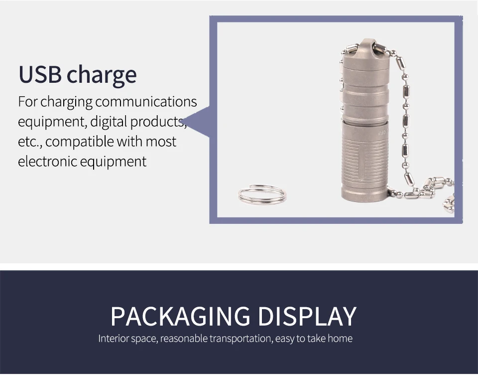 Tiartisan открытый титановый сплав фонарик USB зарядка мини EDC маленькая ручная электрическая домашняя походная портативная водонепроницаемая лампа