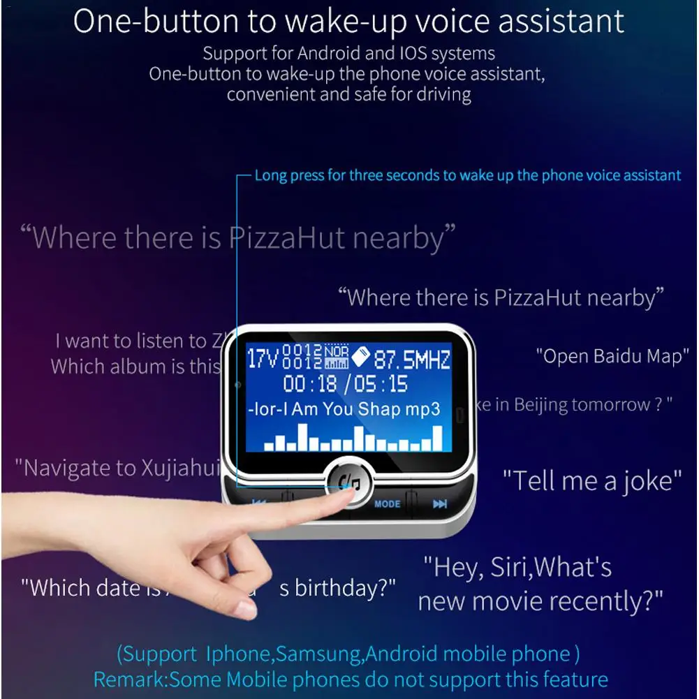 Автомобильный Bluetooth fm-передатчик MP3 с большим экраном карта Многофункциональный беспроводной радио адаптер громкой связи Bluetooth Aux
