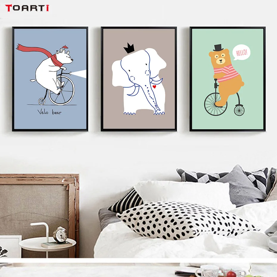 Kawaii Animals Bear Canvas Art Painting (1)