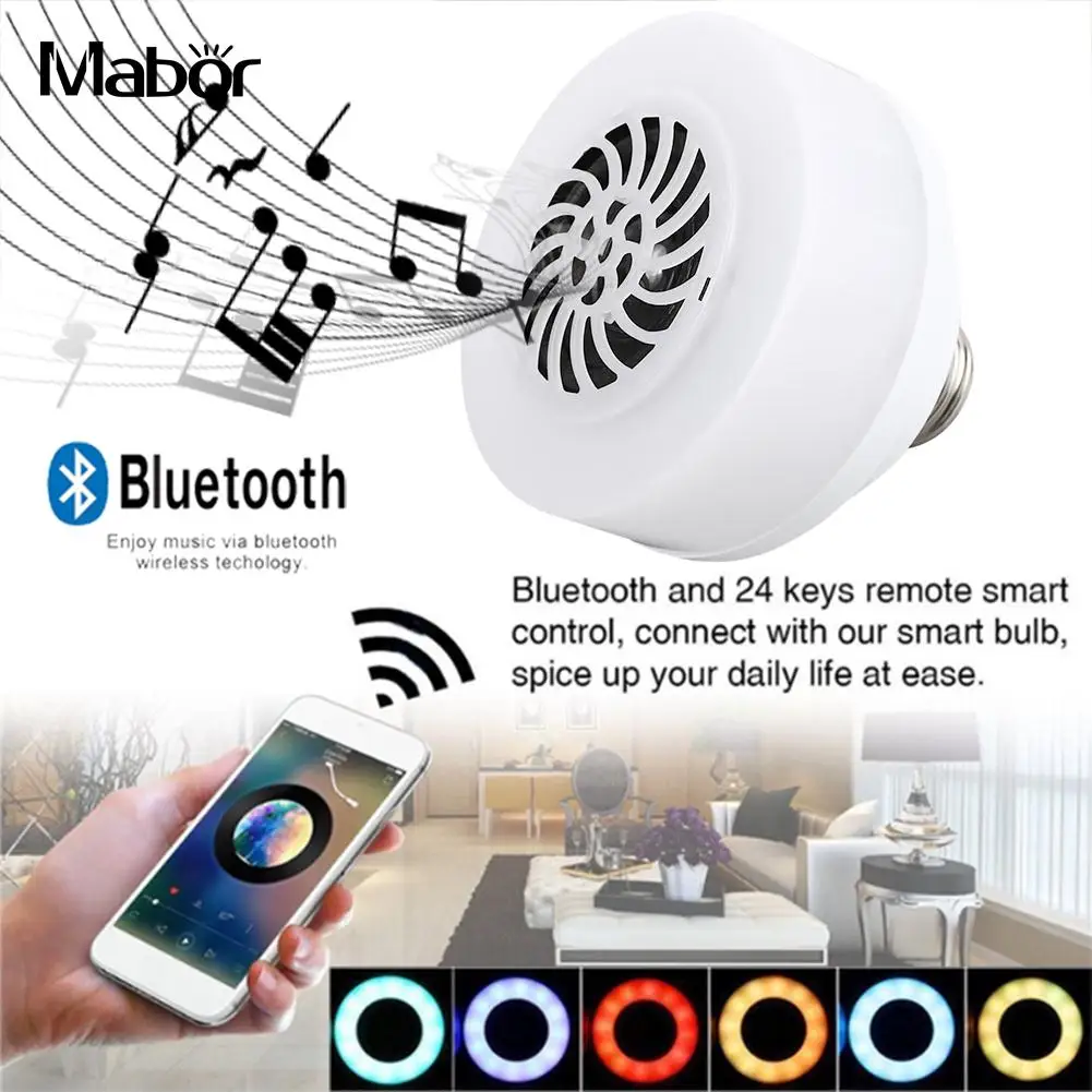 

Mini Colorful LED Music Bulb Loudspeaker Speaker Wireless RGB Bluetooth 4.0 KTV Home Remote Control Music Playing Portable
