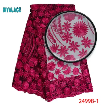

African Lace Fabric 2019 High Quality Lace 3D Flowers Tullle Lace Fabric French Beads Lace Fabric For Party Beads YA2499B-1