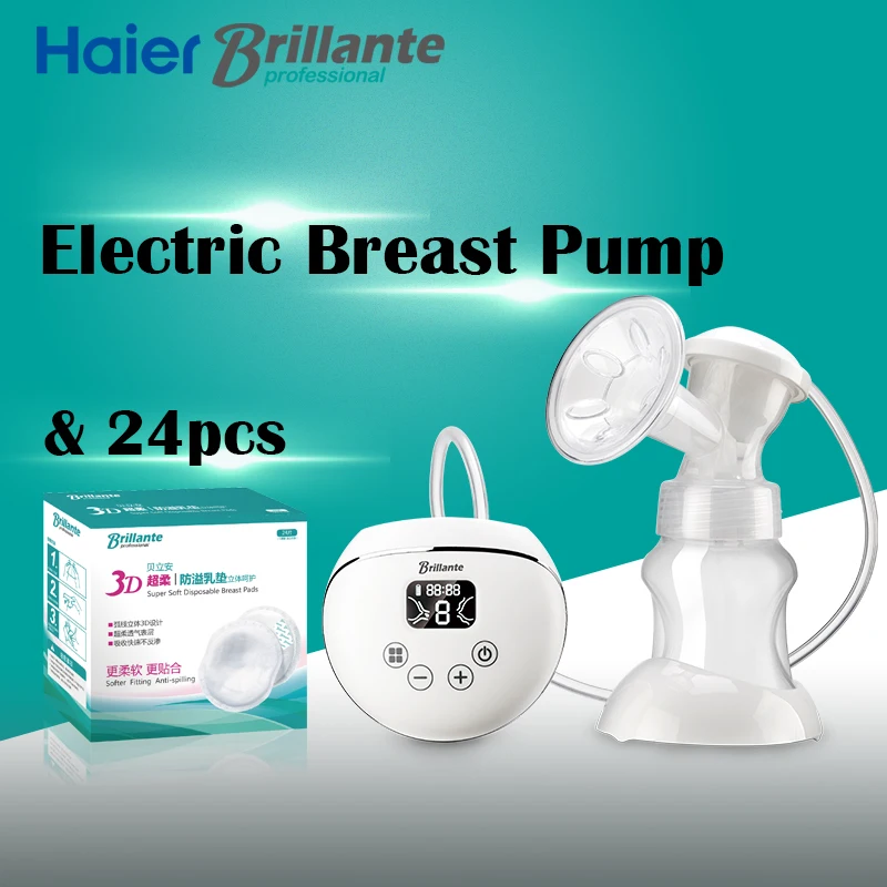 

Haier Brillante Electric Manual Breast Pumps LED Display USB Rechargeable Battery Portable Breast Pump With 24PCS Nursing Pad