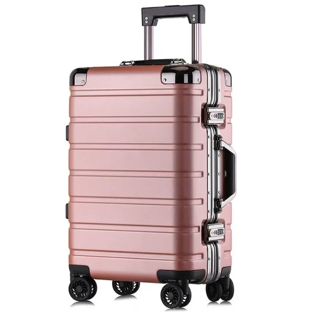 PC высокое качество, чемодан с жестким корпусом, 20 дюймов, 24 дюймов Большой Вместительный чехол для костюма, бизнес-чехол на колесиках, чемодан - Цвет: Rose golden