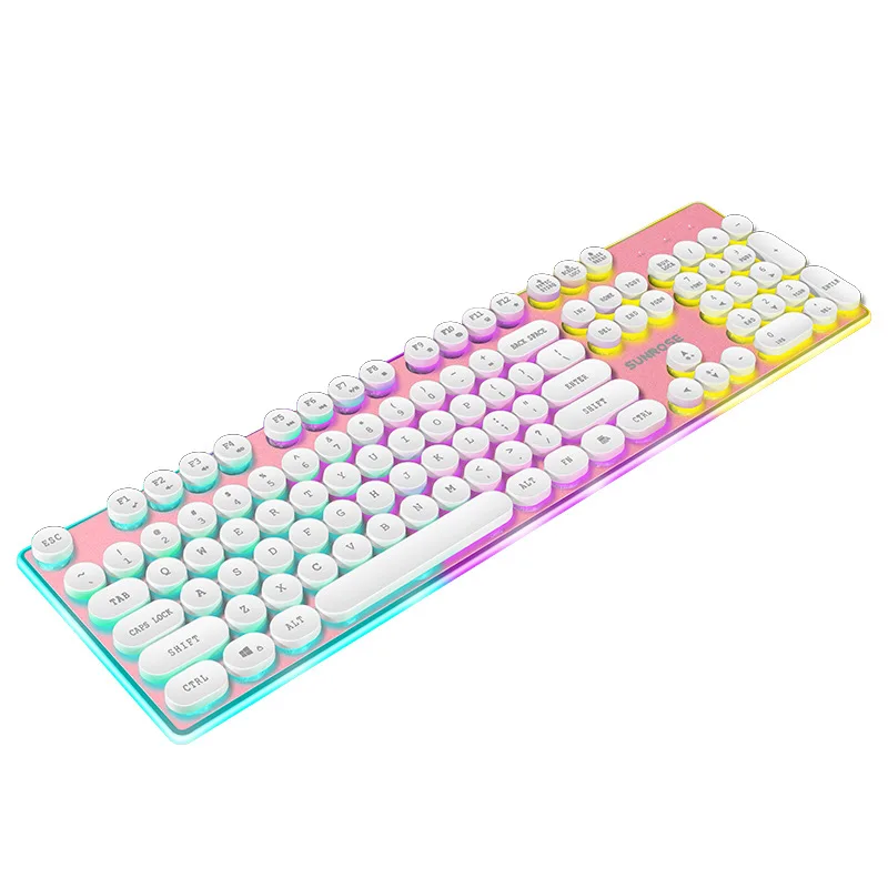 

Sunrose Keyboard Colorful backlight Computer desktop home punk retro light wired gaming keyboard 104keys USB officeKeyboard