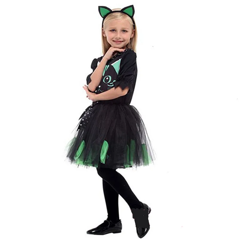 Girls Halloween Kitty Costume Kid Children Cat Catwomen animal Cosplay Carnival Purim Masquerade Stage play party dress Girls Halloween Kitty Costume Kid Children Cat Catwomen animal Cosplay Carnival Purim Masquerade Stage play party dress