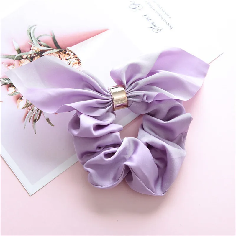 Ruoshui/женские резинки для волос с милым кроликом и цветочным принтом; эластичные резинки для волос для девочек; аксессуары для волос; Держатель для конского хвоста - Цвет: purple