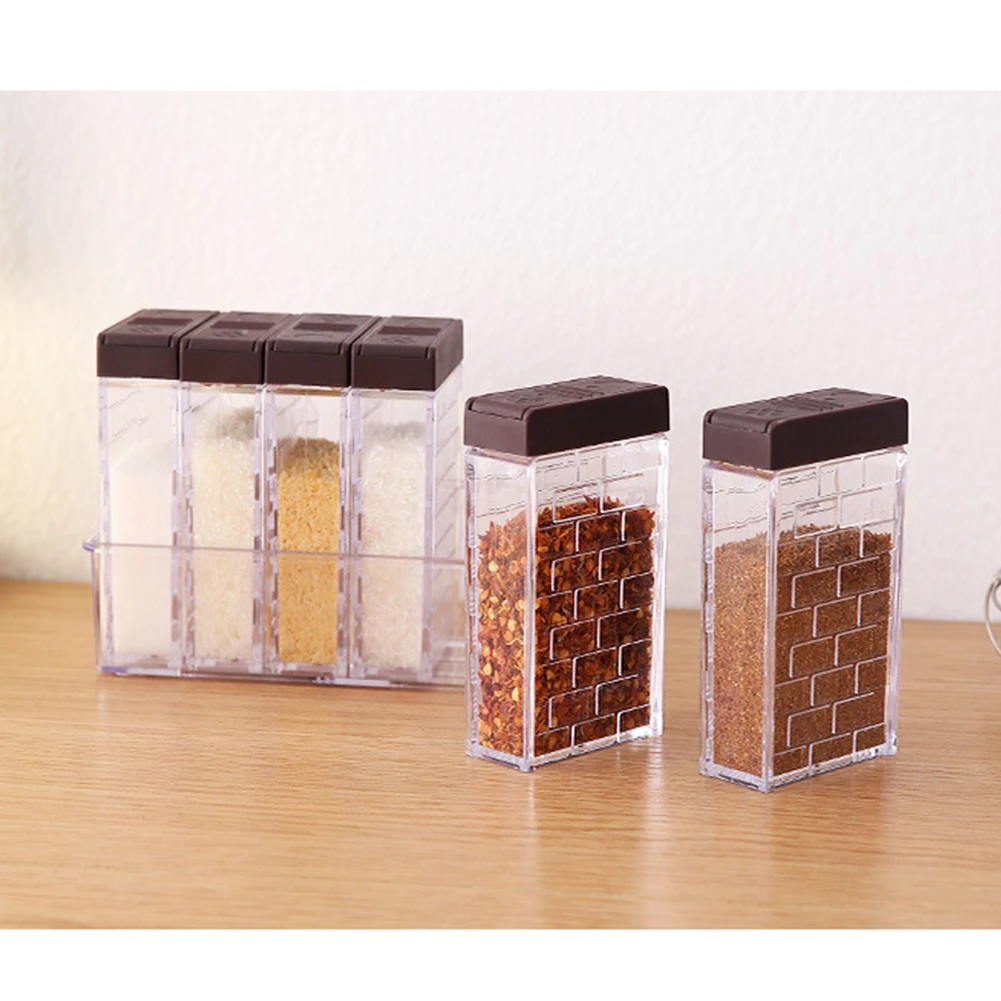 

6 Grid Home Can Pepper Plastic Storage Seasoning Box Organizer Spice Jars Transparent Kitchen Tool Lid Removable Sugar