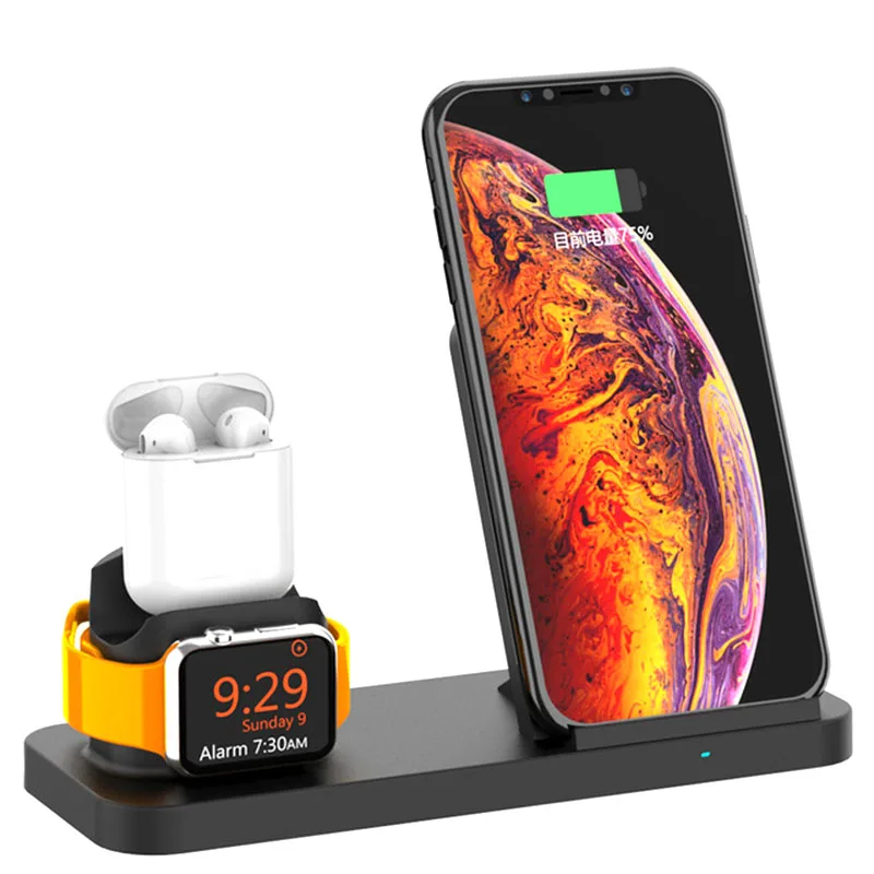 

3 in 1 Phone wireless Charger stand For iPhone 8 Dock Charging For Airpods Desktop Holder For Apple Watch 2 3 4 Charger Station