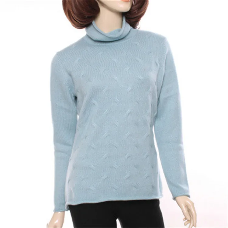  high grade 100%goat cashmere turtleneck knit women fashion sweet pullover sweater beige white 3colo