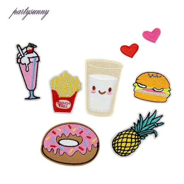 8pcs Iron On Food Embroidery Patches For Clothing Bag Shirt Phone Shell