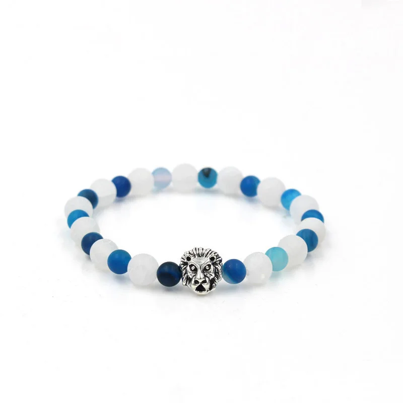 Натуральный белый выветривающий браслет из бисера оригинальность матирующий Синий Полосатый Большой Meatball браслет