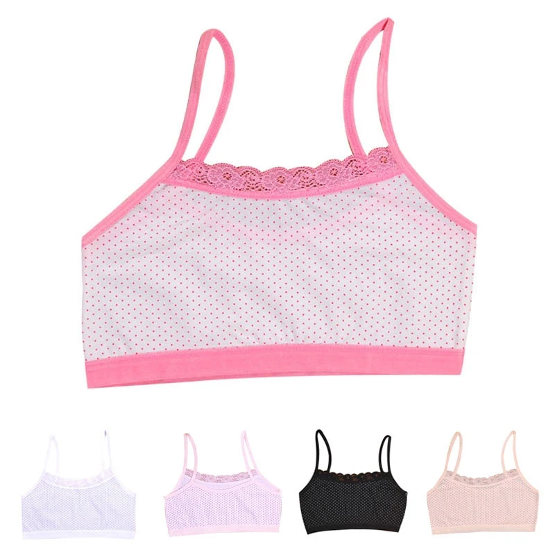 

2019 New Cotton Children Training Bras Teenage Underwear Girls Lace Wireless Young Training Bra For Kids Teens Puberty Clothing