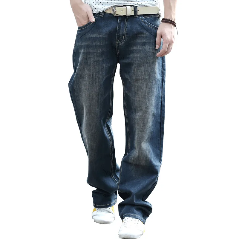 

Men Jeans Wide Leg Denim Pants Loose Hip Hop Skateboard Jeans Straight Trousers Harem Baggy Pants 28-44