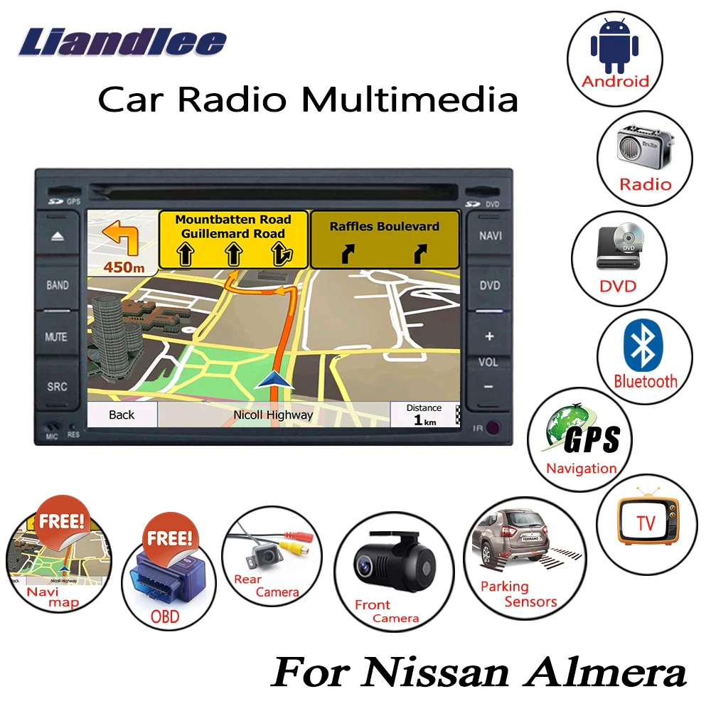

Liandlee For Nissan Almera 2005~2013 Android Car Radio CD DVD Player GPS Navi Navigation Maps Camera OBD TV HD screen Multimedia