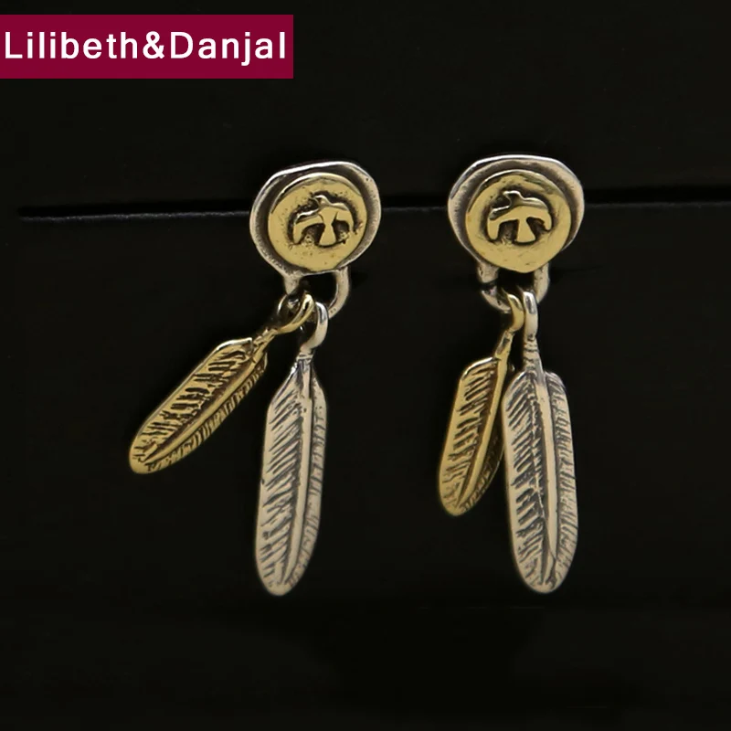 

Eagle Feather Stud Earring 100% 925 sterling silver jewelry wedding stud earing for women and men double sided GE10