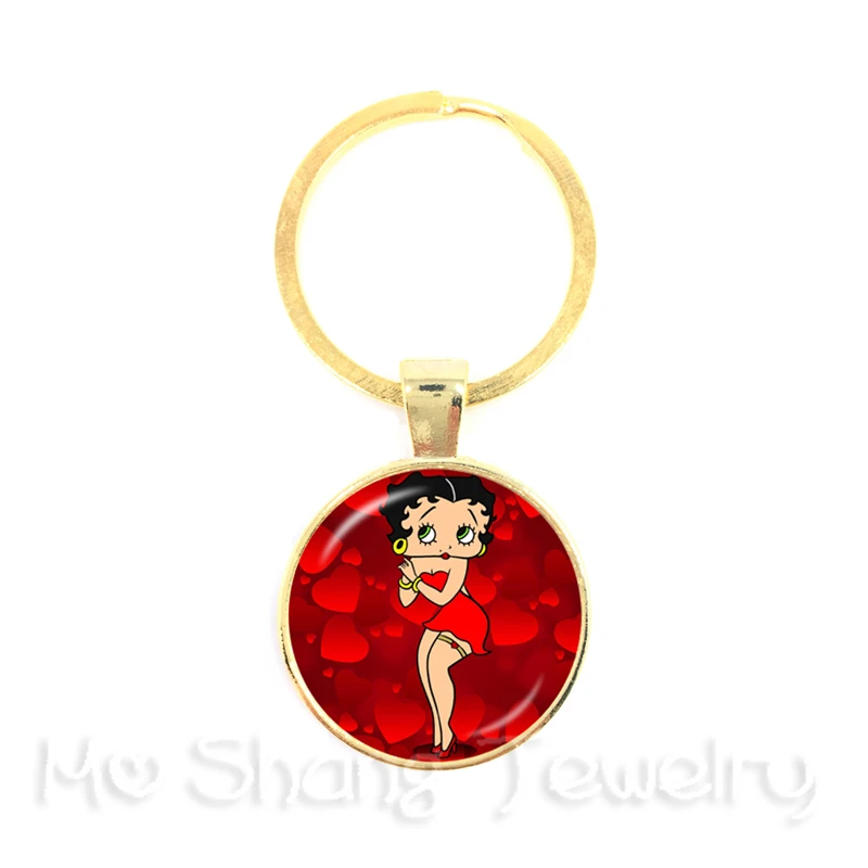 2018New Сексуальная Betty Boop серия стекло, кабошон брелок ручной работы пряжка для рюкзака подарок Ior Friend - Цвет: 5