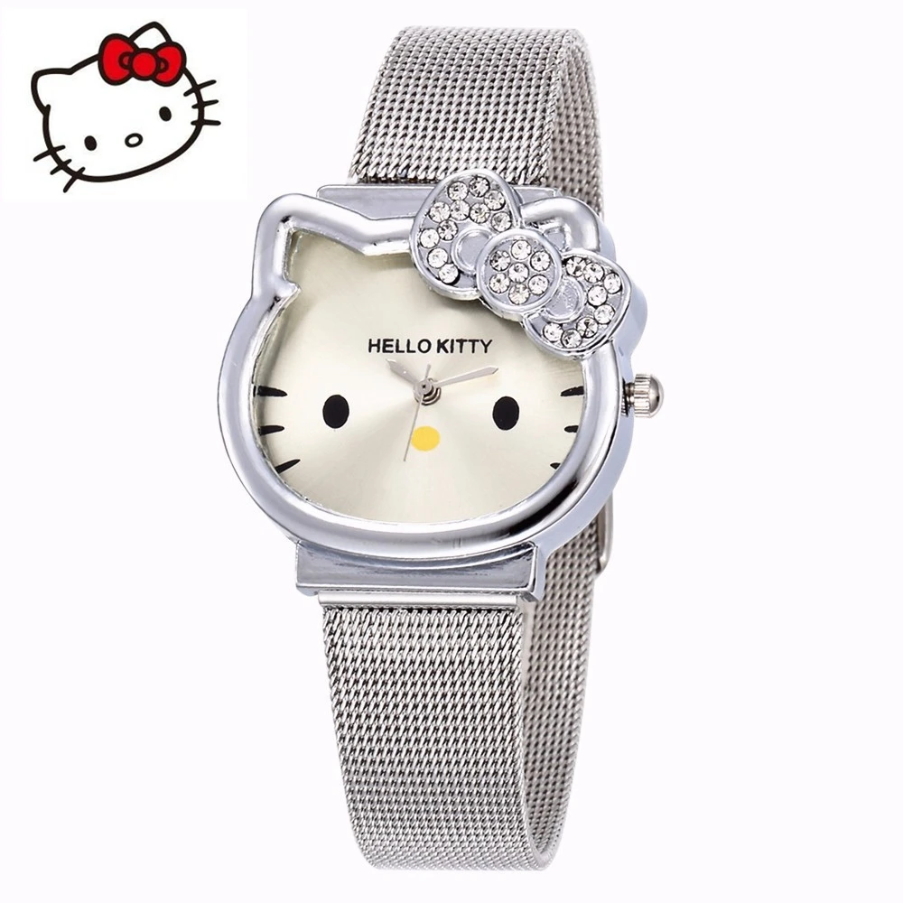 Hello Kitty Watch Cartoon Clock Kids Children Girls Lovely Wrist Watches Crystal Watch Clock Hot dames horloges