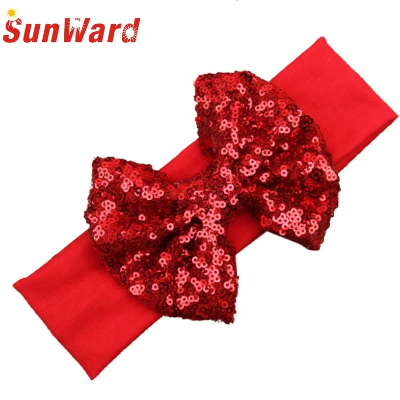 

SunWard 2017 Fashion Elastic Children Headband Cute Sequins Bow Baby Girl Hair Accessories