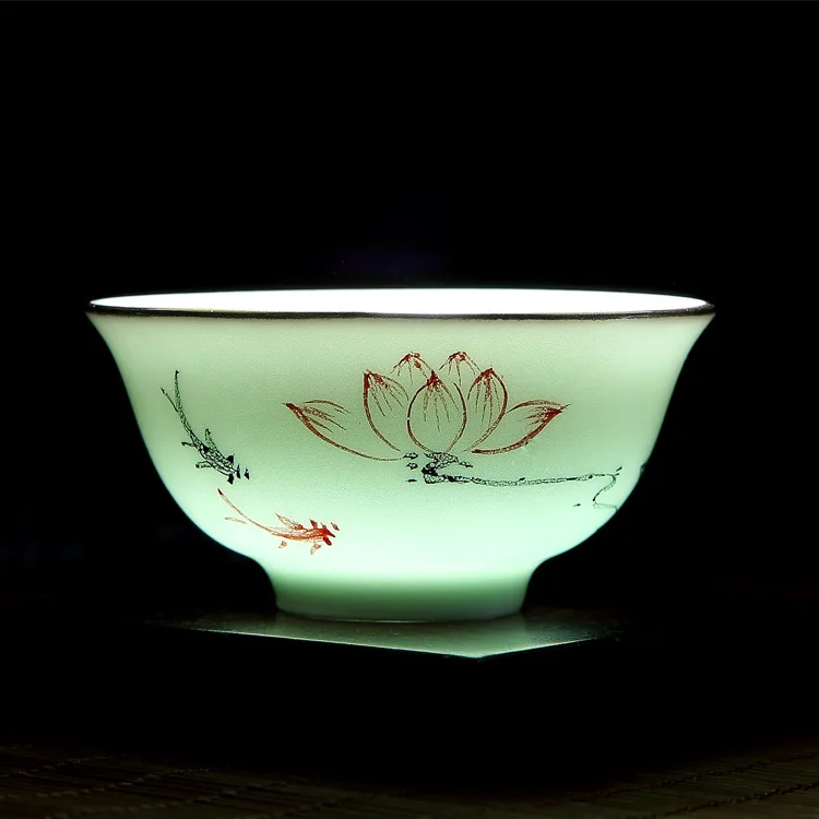 Китайский селадон, ручная роспись, кальмарный чай, мастер, кунг-фу, чайная чашка,, посуда для напитков, креатив, подарки для дома - Цвет: Lotus cup