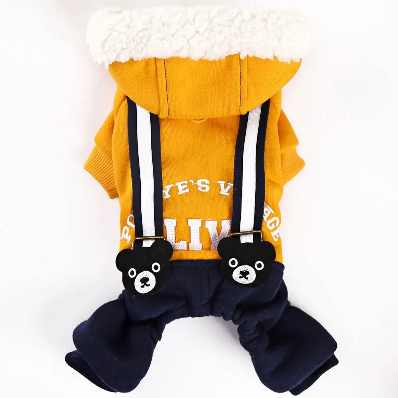 

Bear Belt Dog Costume Cute Autumn Snow Winter Soft Warm Pet Coat Overall Four Legs For Little Small Puppy Animal Drop Shippping