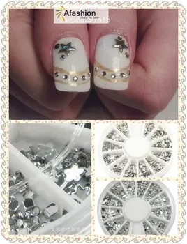 Tanie 1 Box 12 Rodzajów Akrylowe 3D Nail Art Naklejki Dekoracji W Zestaw Do Paznokci Narzędzia Projekt Przedmioty