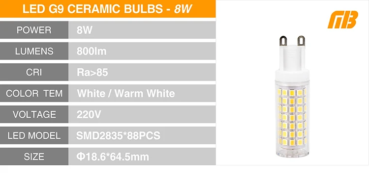 [MingBen] без мерцания G9 светодиодный светильник 2 Вт 4 Вт 6 Вт 8 Вт AC220V светодиодный светильник SMD 2835 Светодиодный керамический светильник Замена галогенной лампы