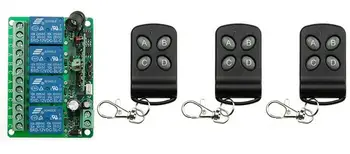 

DC12V 4CH Relay 10A RF Wireless Remote Control Switch System 1* Receiver & 3*Transmitter Wireless Lighting Switch For Smart Home