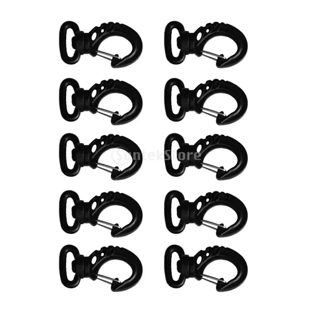 10 Pieces Black Plastic Swivel Spring Snap Hook Clip Buckle Fits 20mm Scuba Diving Webbing Strap Belt Lanyard