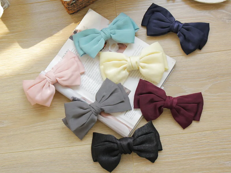 Hot Selling Big Large Barrette Bow Hairpin For Women Girls Hairgrips Satin Hair Bow Ladies Hair Clip New Cute Hair Accessories