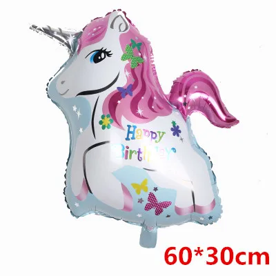 1pcs/lot Giant Unicorn Balloon Purple Colorful Rainbow Fantasy Horse Party Girls Ballons Birthday Party Animals Foil Balloon Pet - Цвет: 60X30cm