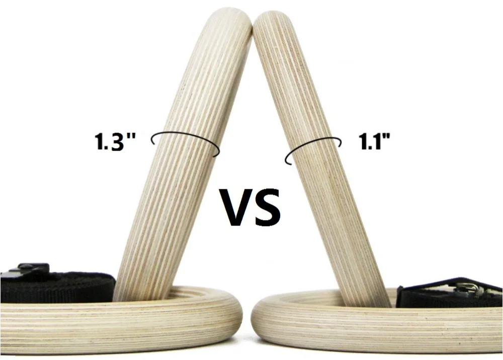 1Pair Gymnastic Wood Rings Gym Rings with Adjustable Long Buckles